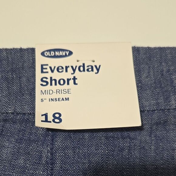 NWT Old Navy Blue 'Every Day' Linen Blend Shorts Mid-rise Relaxed Fit Size 18 - Picture 6 of 6